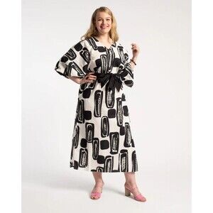 Frances Valentine Rosa Caftan Flintstone Printed Maxi Dress Balloon S New 281473